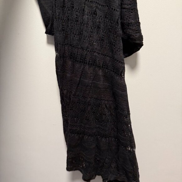 Bebe Black Maxi Crochet Body Con Dress Large Short Sleeve - Picture 6 of 10